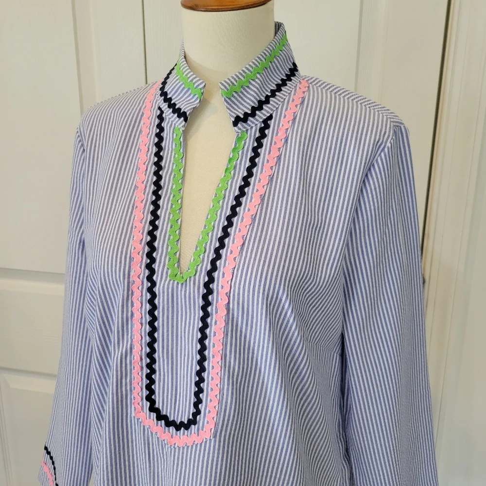 Sail to Sable Seersucker Tunic Top, M - Picture 4 of 12